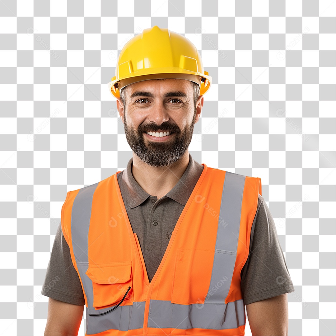 Homem com Capacete de Proteção e Uniforme Engenheiro Epis PNG Transparente