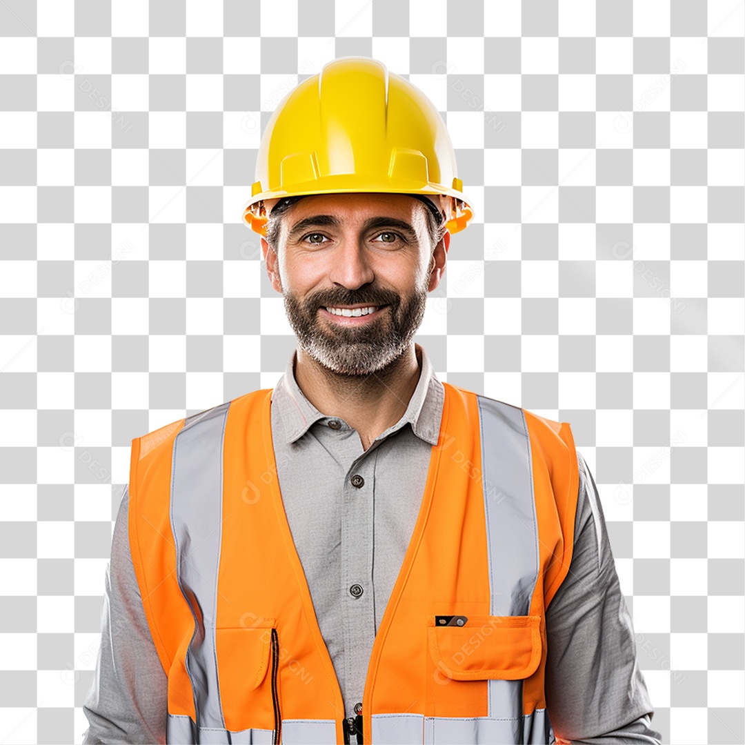 Homem com Capacete de Proteção e Uniforme Engenheiro Epis PNG Transparente