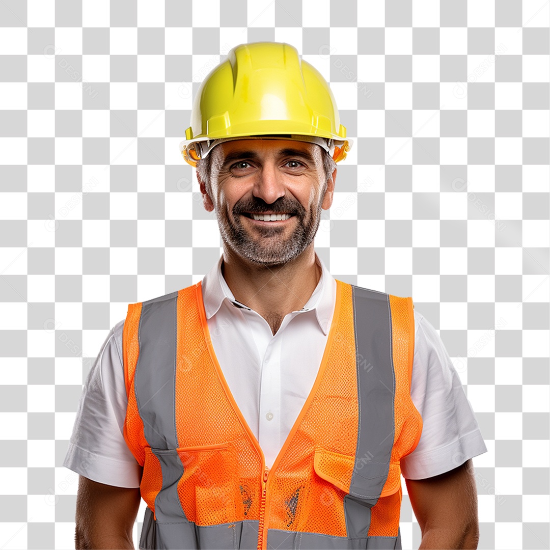 Homem com Capacete de Proteção e Uniforme Engenheiro Epis PNG Transparente