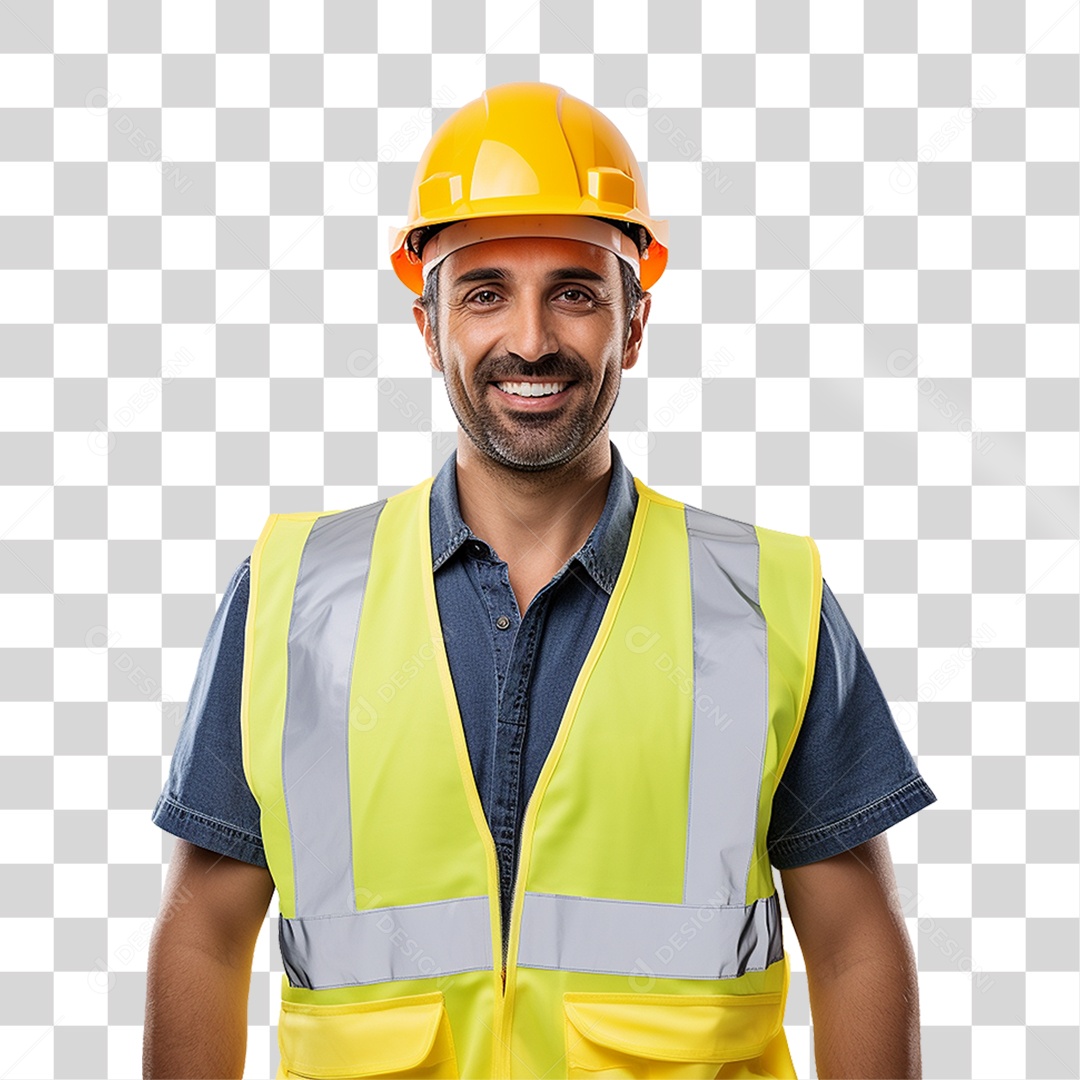 Homem com Capacete de Proteção e Uniforme Engenheiro Epis PNG Transparente