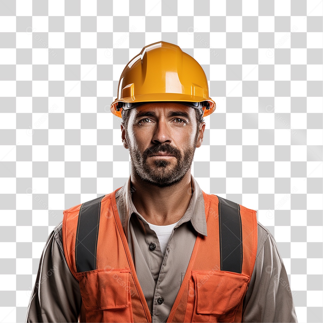 Homem com Capacete de Proteção e Uniforme Engenheiro Epis PNG Transparente