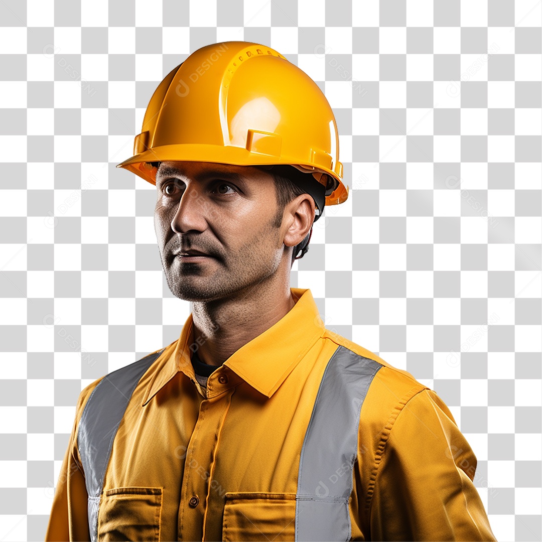 Homem com Capacete de Proteção e Uniforme Engenheiro Epis PNG Transparente