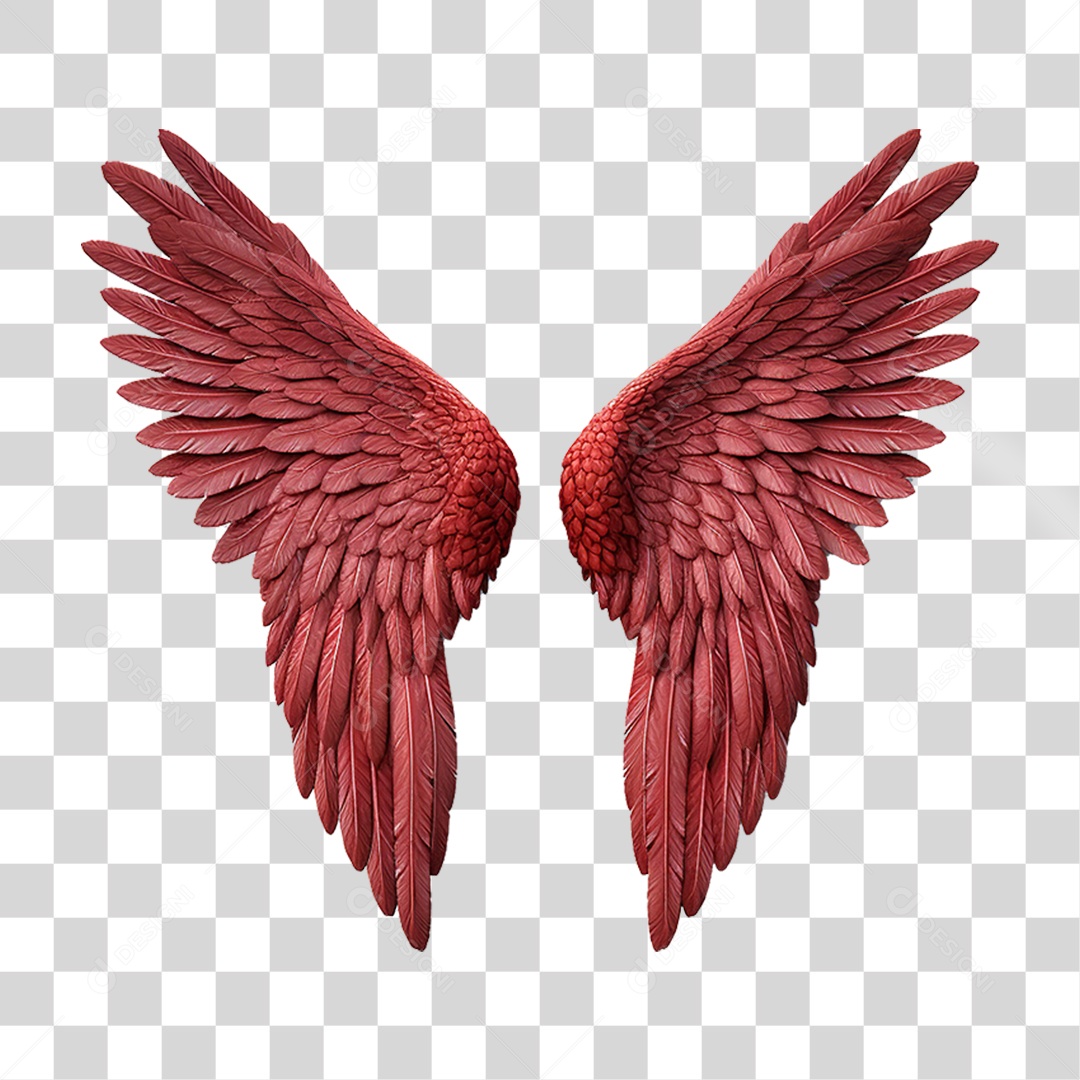 Elemento 3D Asa Vermelha PNG Transparente