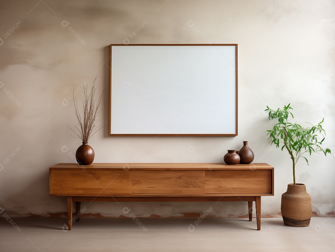 Moldura de foto em branco e vazia em estilo loft