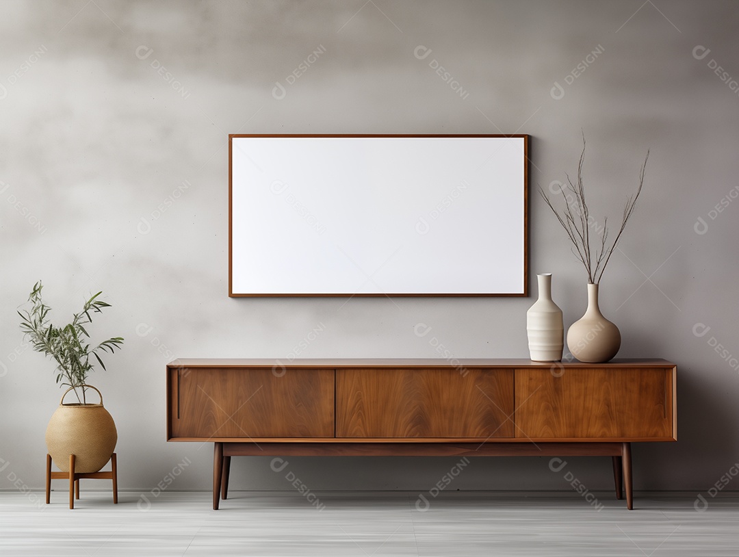 Moldura de foto em branco e vazia em estilo loft