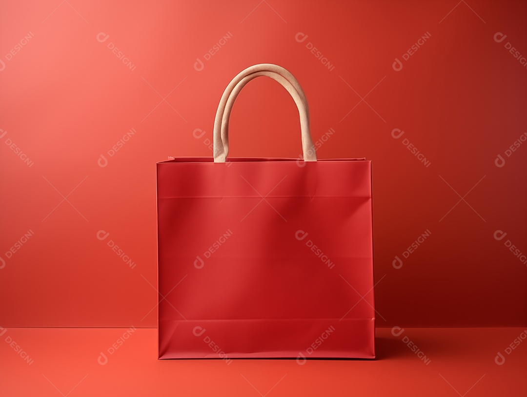 Maquete de sacola de compras de papel vazia e em fundo isolado