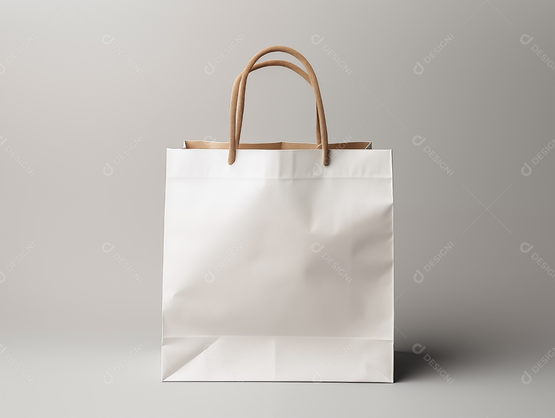 Maquete de sacola de compras de papel vazia e em fundo isolado