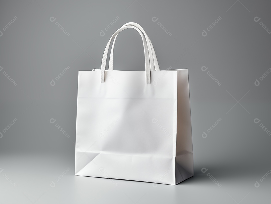 Maquete de sacola de compras de papel vazia e em fundo isolado