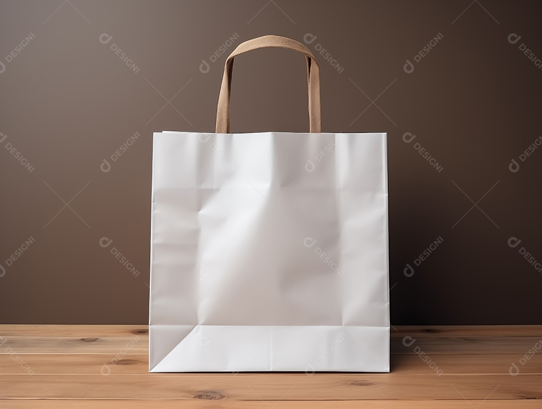 Maquete de sacola de compras de papel vazia e em fundo isolado