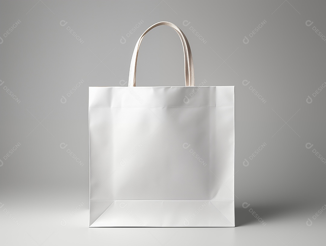 Maquete de sacola de compras de papel vazia e em fundo isolado