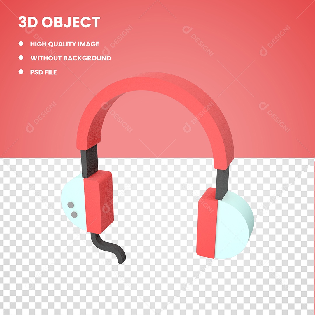 Ìcone de fones de ouvido 3D Para Composição PSD