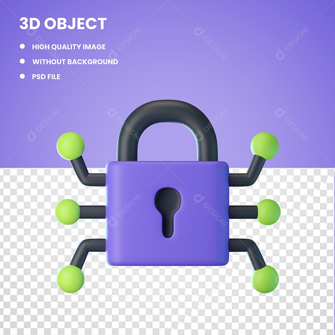 Elemento 3D Cyber Seguranca Digital Para Composição PSD