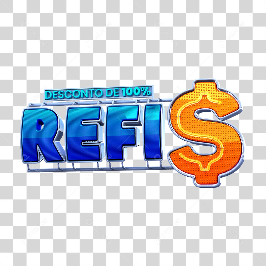 Selo 3D Refi Descontos PNG Transparente