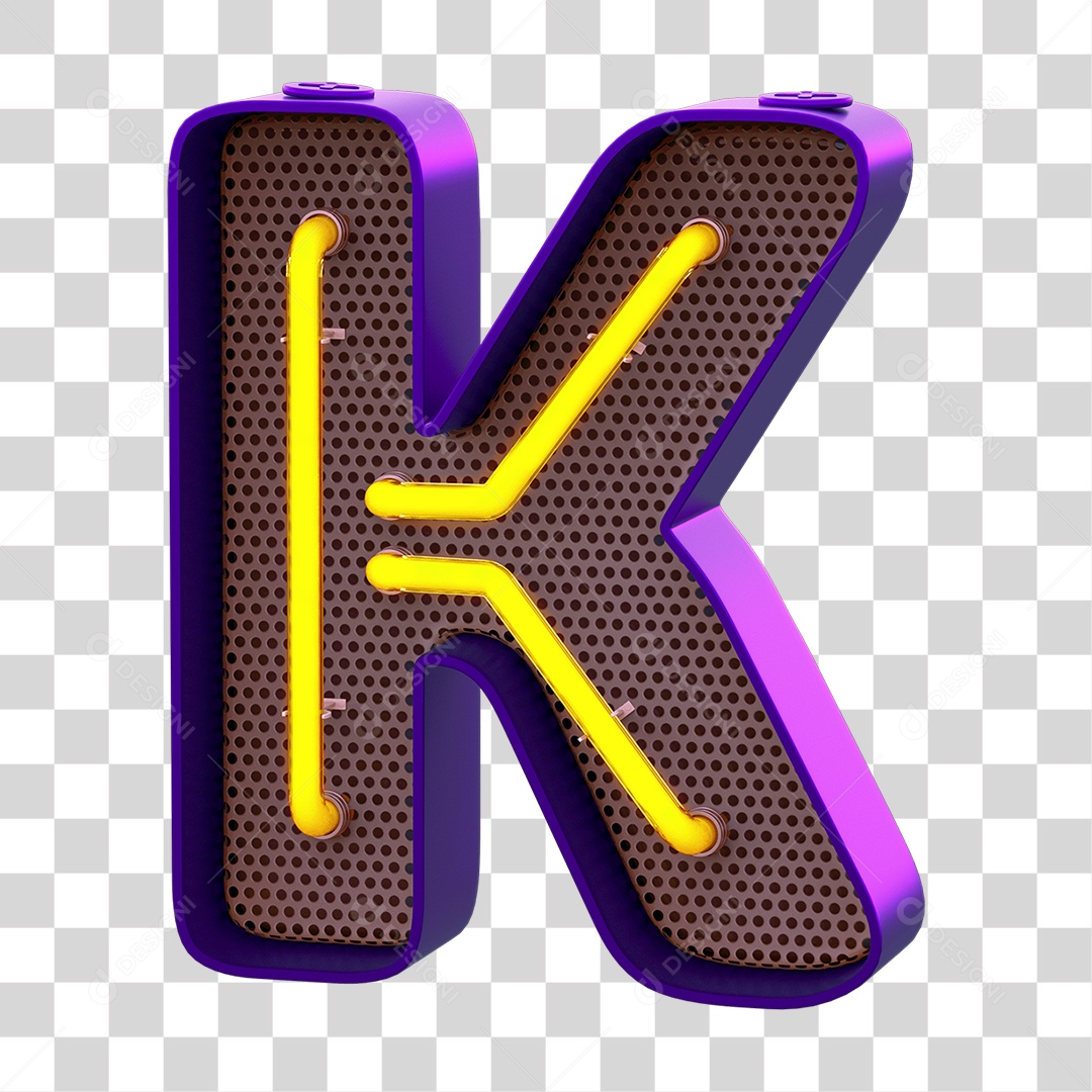 Elemento 3D Letra K PNG Transparente