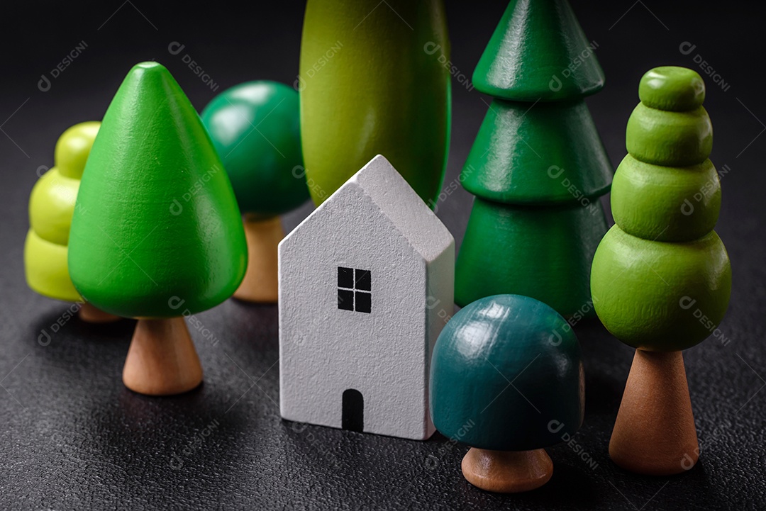 Blocos de madeira do jogo Jenga como ideia conceitual de risco para atingir um objetivo. Plano de fundo para sua ideia