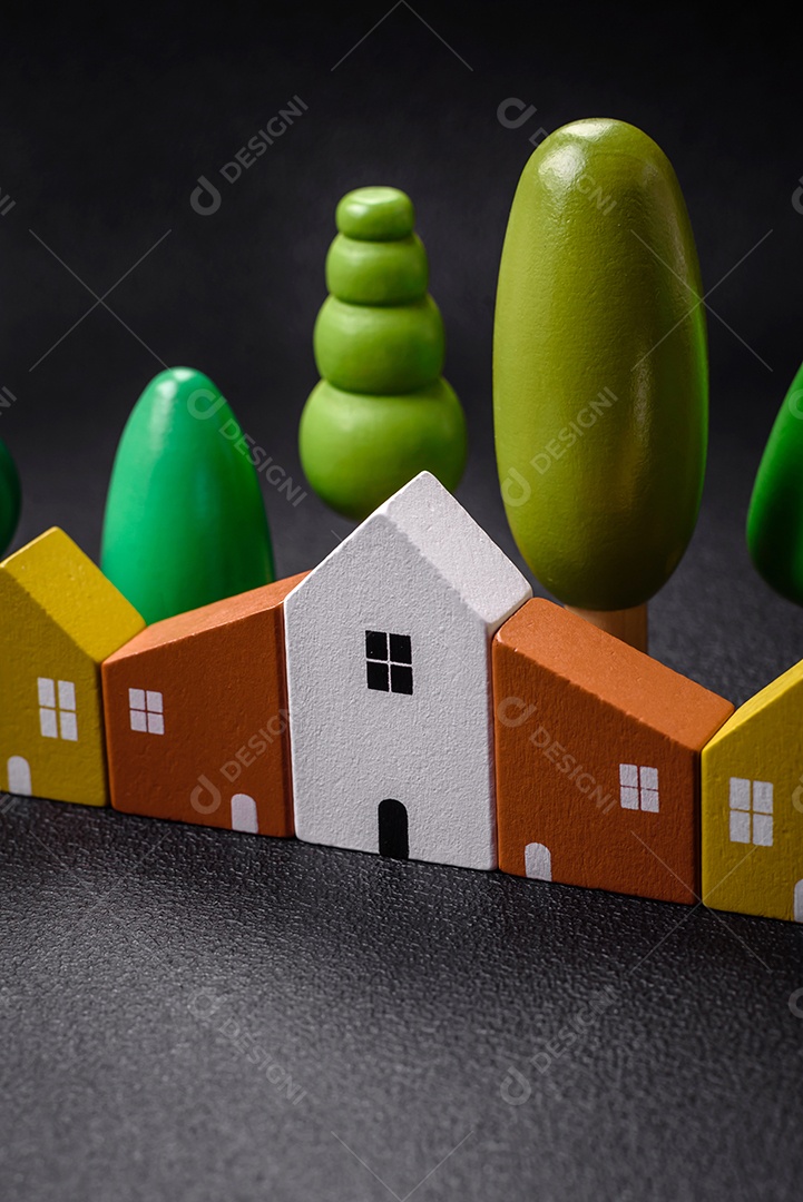 Blocos de madeira do jogo Jenga como ideia conceitual de risco para atingir um objetivo. Plano de fundo para sua ideia