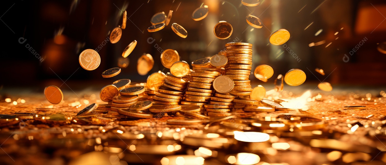 Moedas saindo de uma IA generativa de slot vencedora.