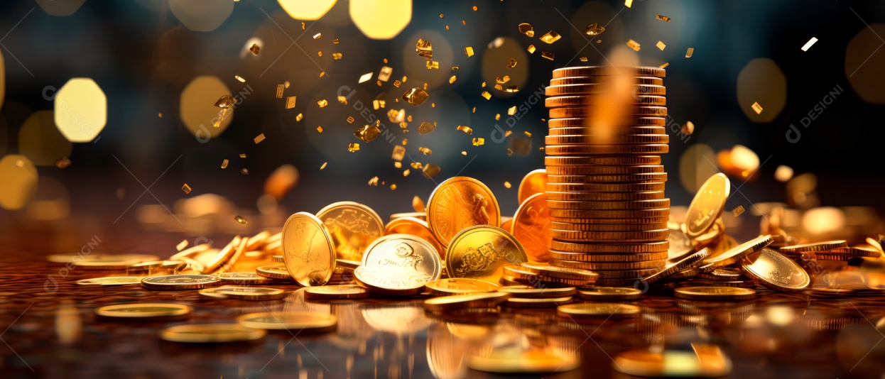 Moedas saindo de uma IA generativa de slot vencedora.