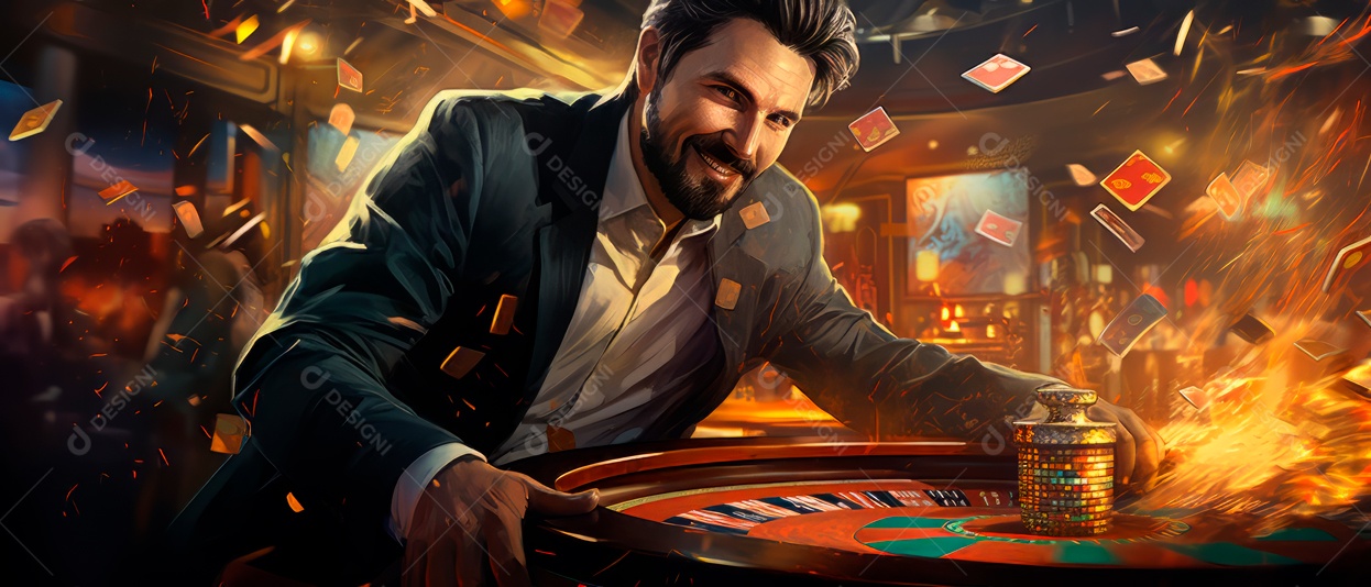 Roleta Excitação Croupier Girando a Roleta 3D Generative AI.