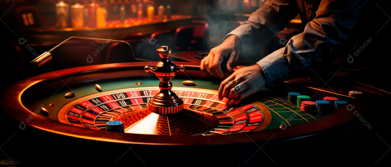 Roleta Excitação Croupier Girando a Roleta 3D Generative AI.