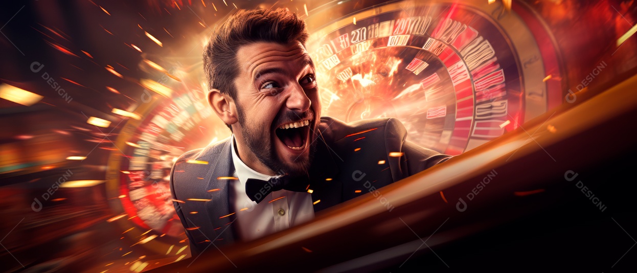 Roleta Excitação Croupier Girando a Roleta 3D Generative AI.