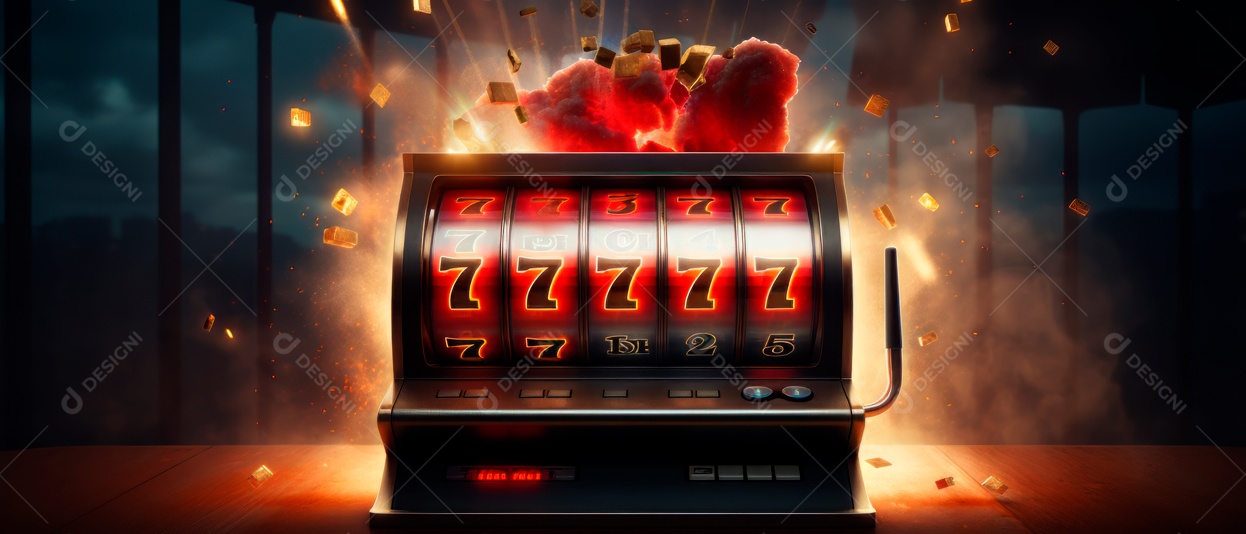 Slot Machine mostrando vitórias no Jackpot 3D Generative AI.