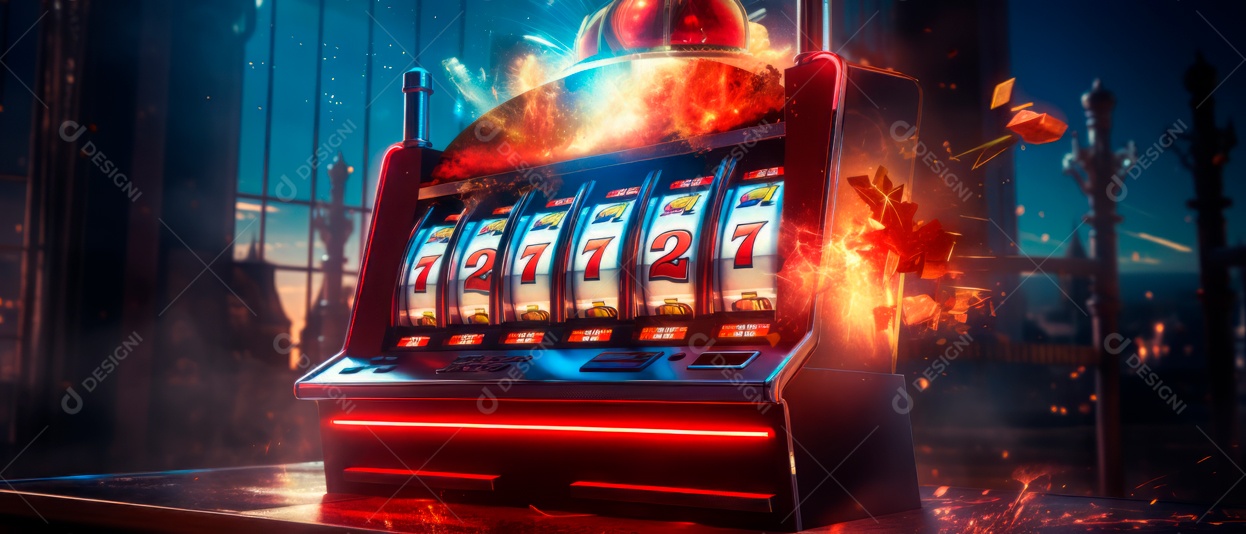 Slot Machine mostrando vitórias no Jackpot 3D Generative AI.