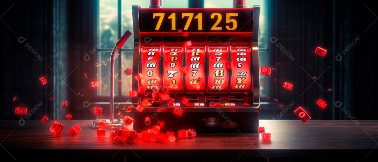 Slot Machine mostrando vitórias no Jackpot 3D Generative AI.