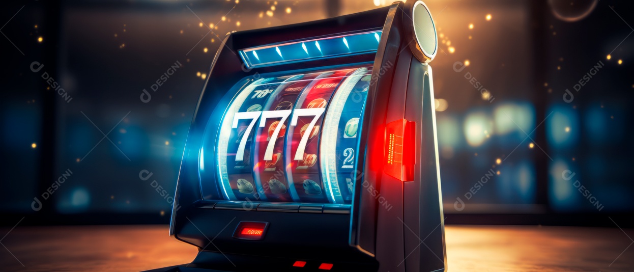 Slot Machine mostrando vitórias no Jackpot 3D Generative AI.