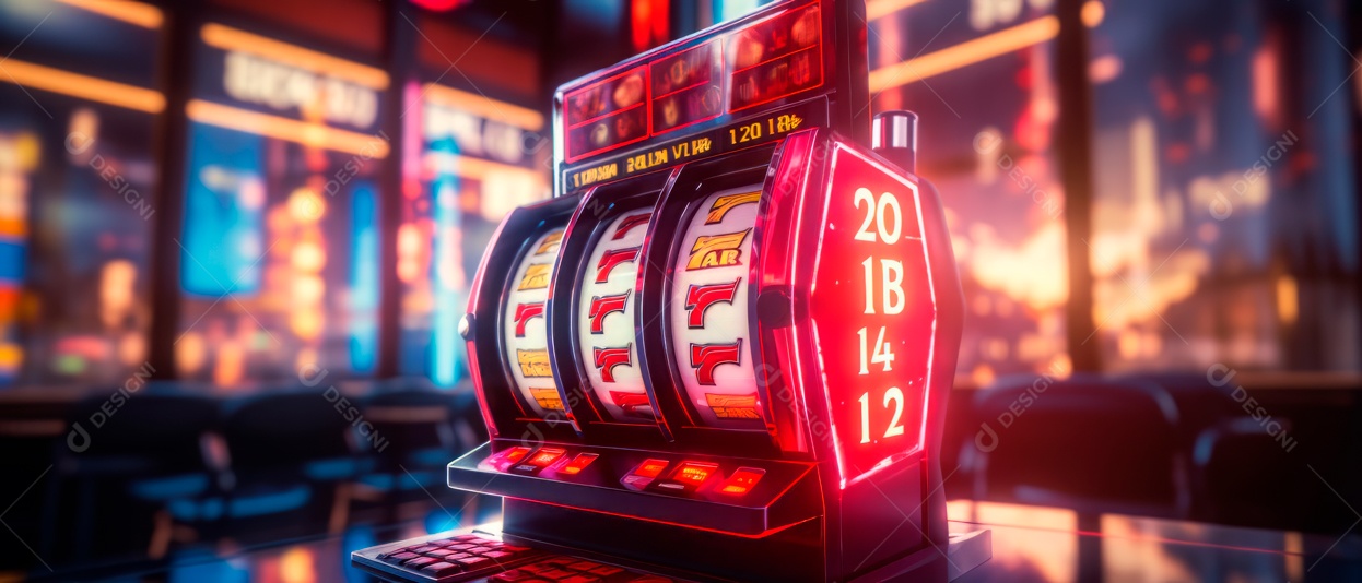 Slot Machine mostrando vitórias no Jackpot 3D Generative AI.