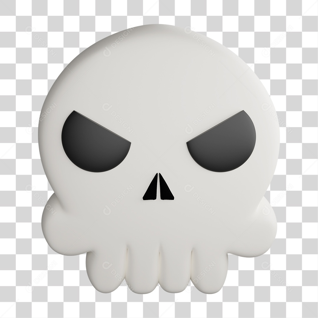 Elemento 3D Halloween Caveira PNG Transparente