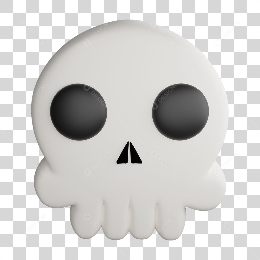 Elemento 3D Halloween Caveira PNG Transparente