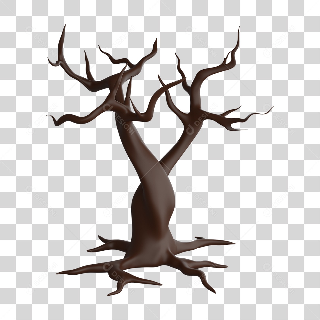 Elemento 3D Halloween Arvore Velha PNG Transparente
