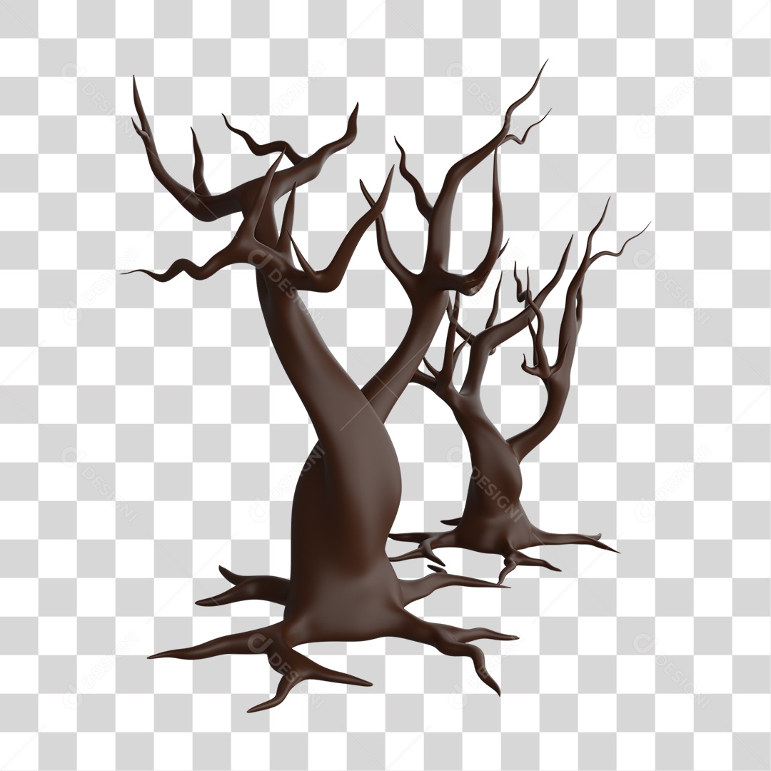 Elemento 3D Halloween Arvore Velha PNG Transparente