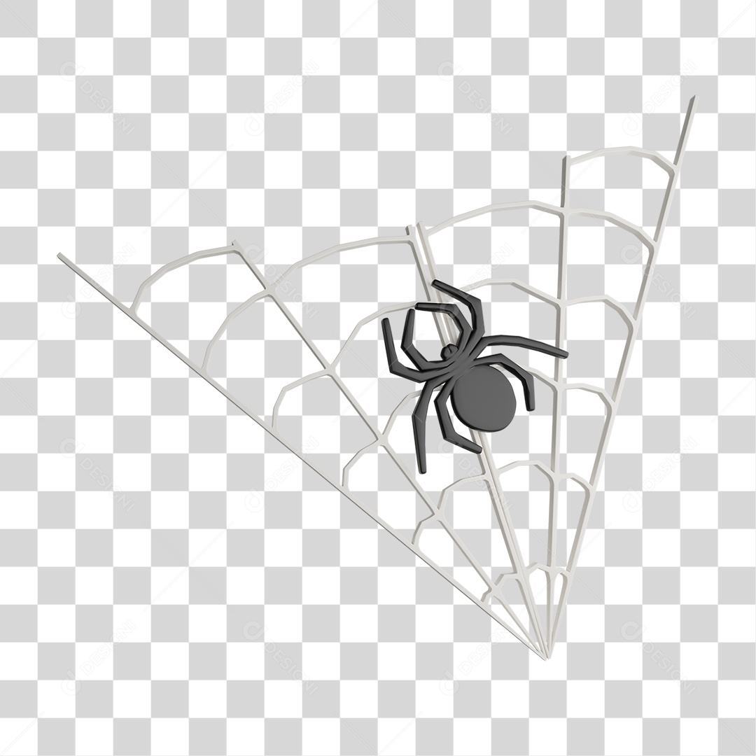Elemento 3D Halloween Aranha em Teia PNG Transparente