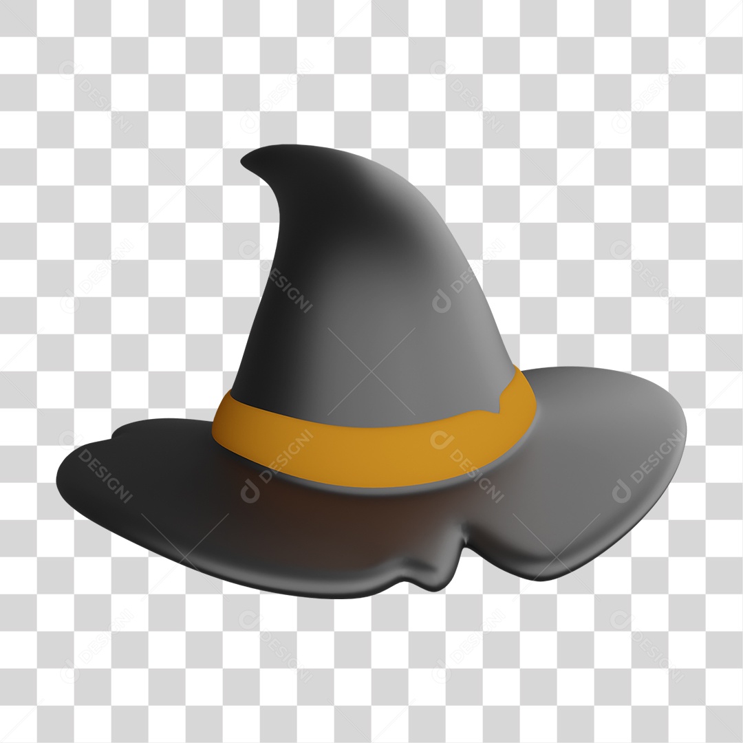 Elemento 3D Halloween Chapéu de Bruxas PNG Transparente
