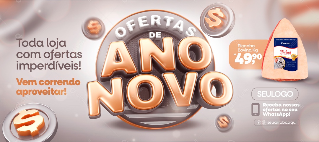 Social Media Banner Ofertas De Ano Novo PSD Editável