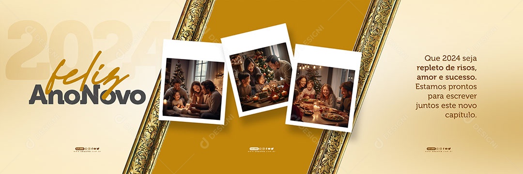 Carrossel Feliz Ano Novo que 2024 Seja Repleto de Risos Amor e Sucesso Social Media PSD Editável