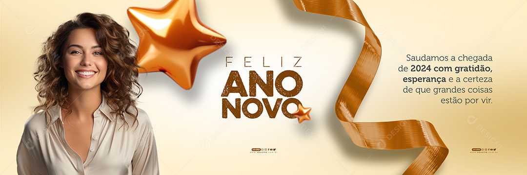 Carrossel Feliz Ano Novo Saudamos a Chagada de 2024 com Gratidão Esperança Social Media PSD Editável