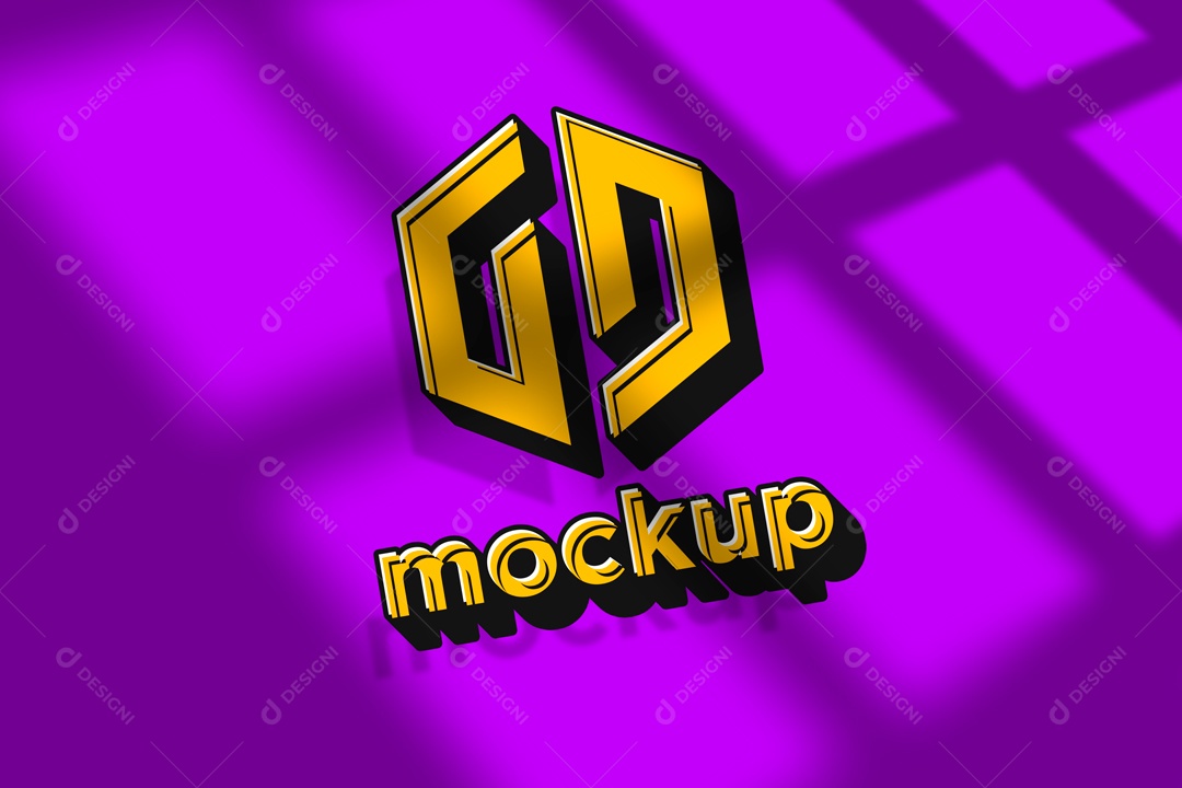 Mockup Logo Efeito 3D em Fundo Roxo PSD Editável
