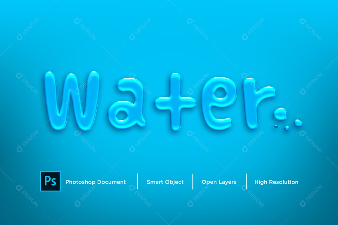 Efeito de Texto Water Textura de Água EPS Editável