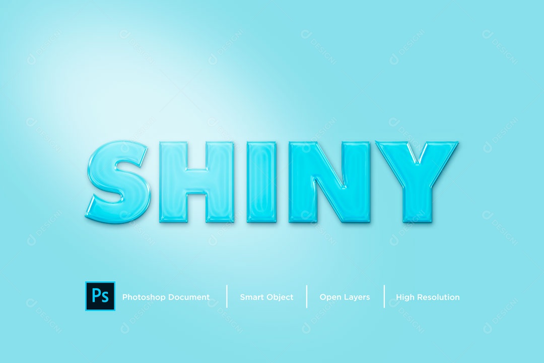 Efeito de Texto Shiny Fundo Azul PSD Editável