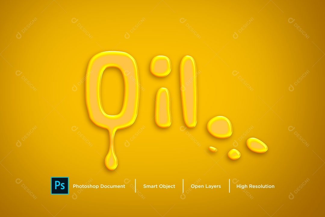 Efeito de Texto 3D Qil Fundo Laranja PSD Editável