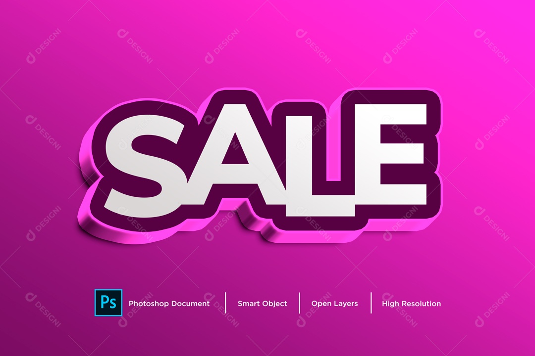 Efeito de Texto 3D Sale PSD Editável