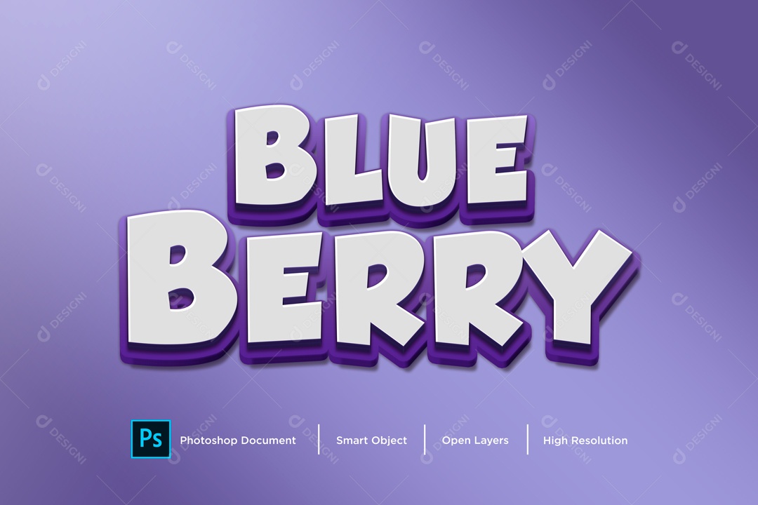 Efeito de Texto Blue Berry PSD Editável