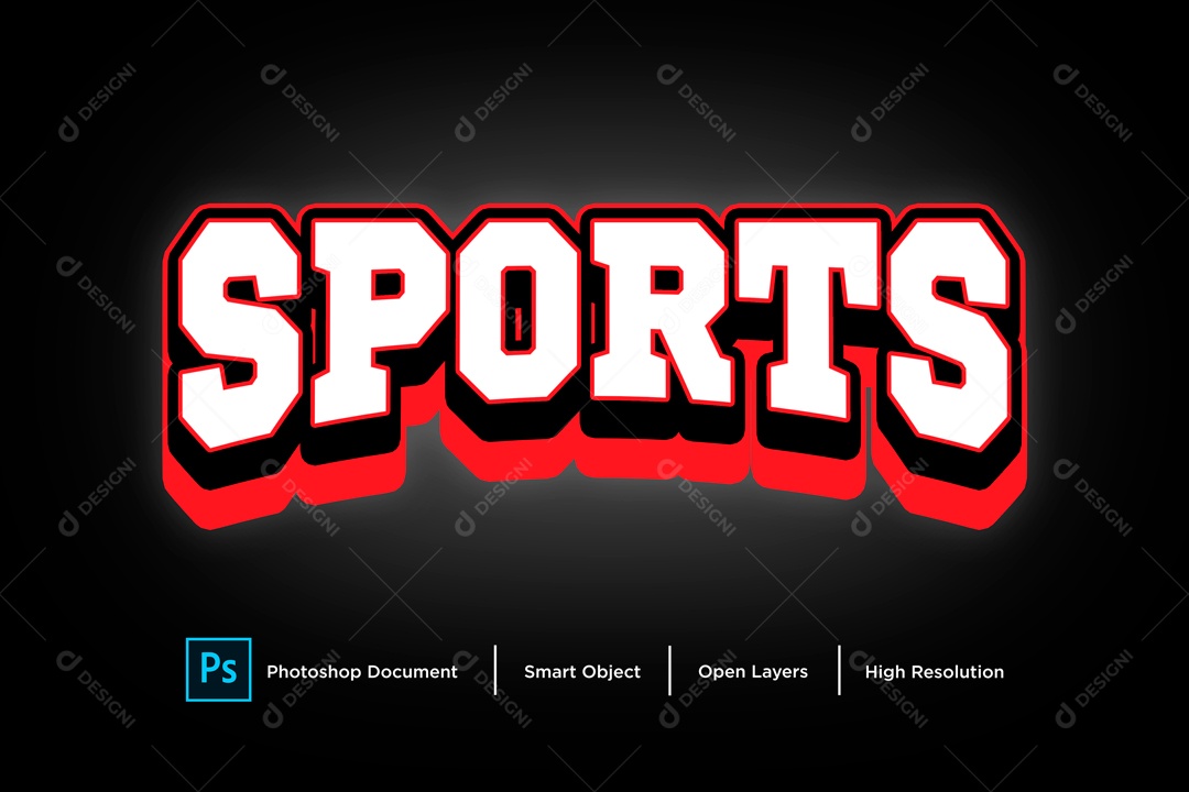 Efeito de Texto Sports Fundo Preto PSD