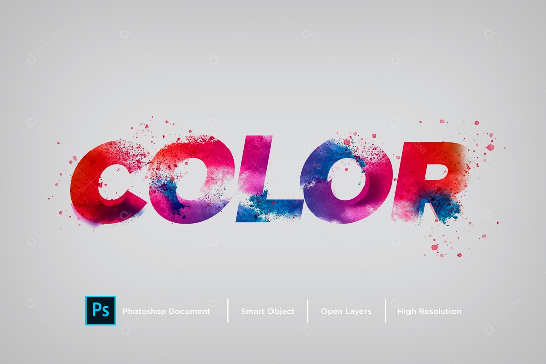 Efeito de Texto Color Colorido PSD Editável