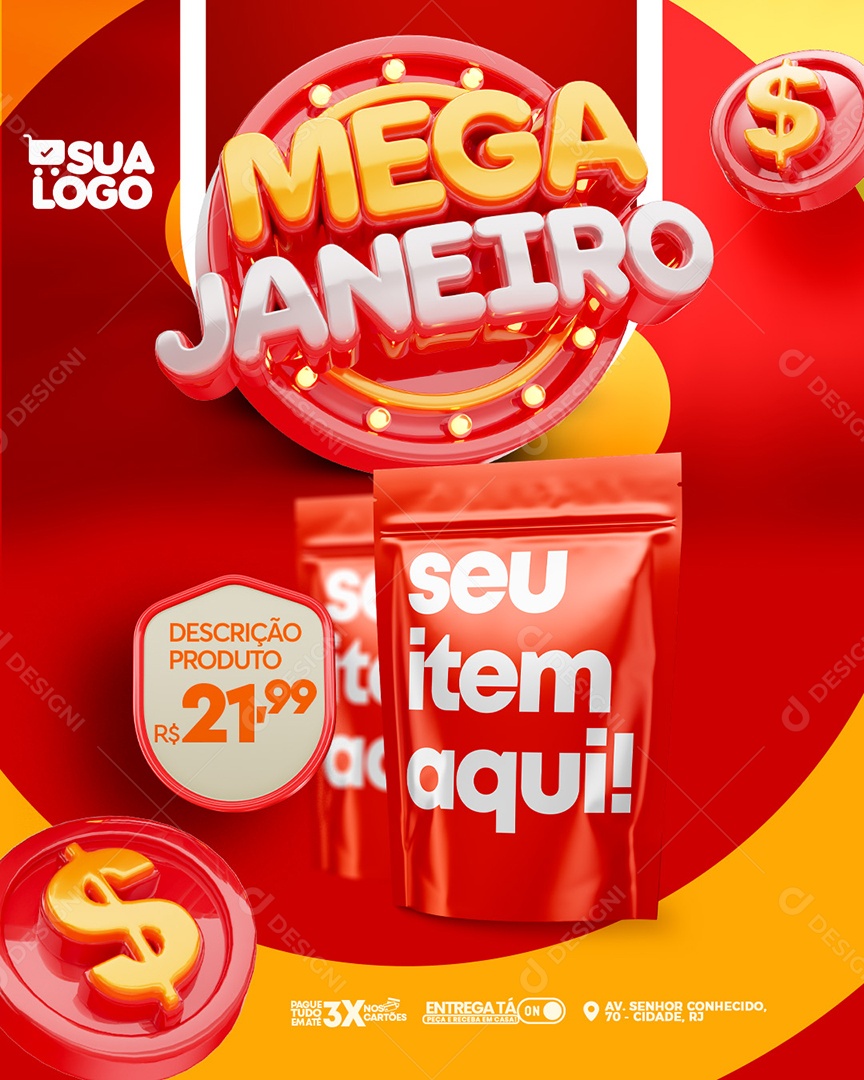 Social Media Story Mega Janeiro Supermercado PSD Editável
