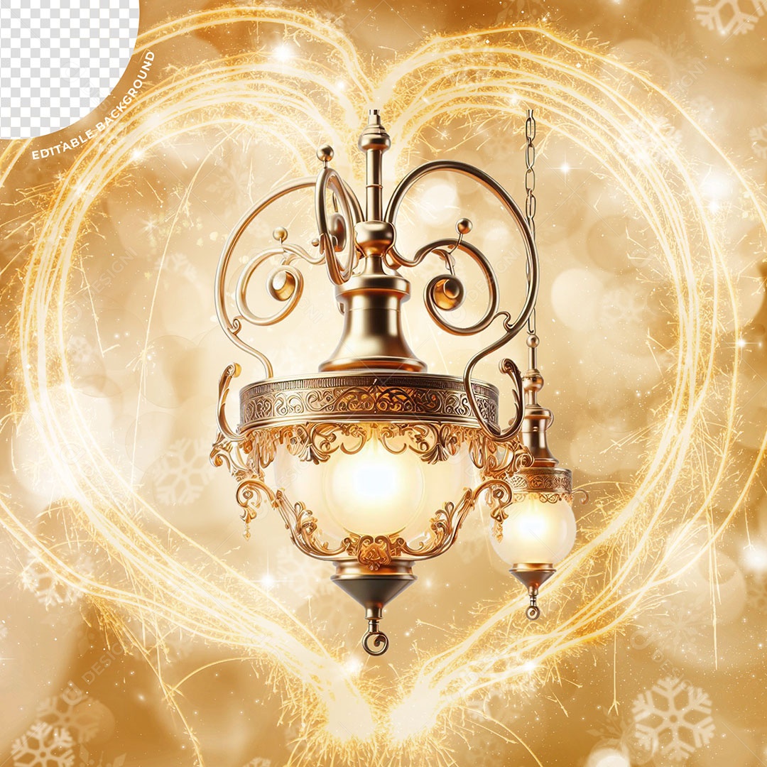 Luminária Elemento 3D Dourada para Composição