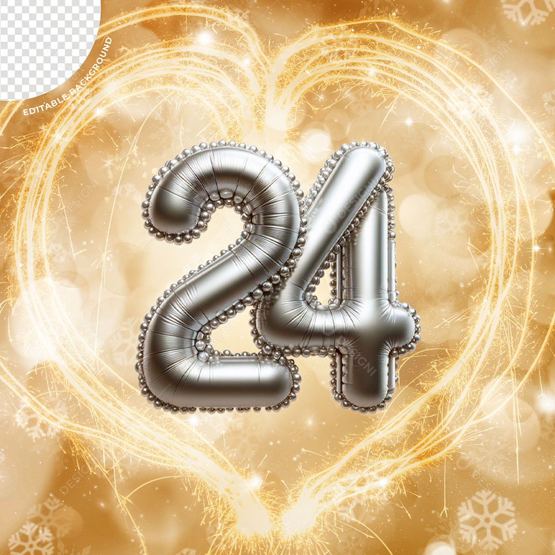 Balões 2 e 4 Elemento 3D Prata para Composição PSD